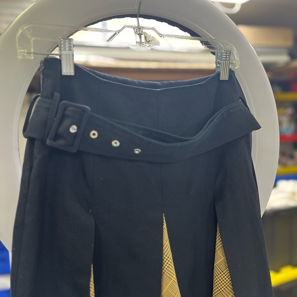 rokh Navy Scarf Insert Skirt Pleated Asymmetrical Midi - Picture 7 of 16